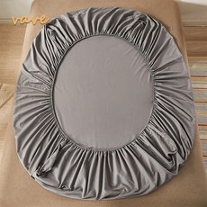 코튼 장착 시트 싱글 더블 킹 퀸 사이즈 매트리스 커버탄성 밴드 침대 린넨, 140x200cmx30cm, 3. Light grey