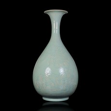 博古珍藏 宋代汝窯天青釉雲龍紋玉壺春瓶 早期收藏老件花瓶 國際拍賣級文物