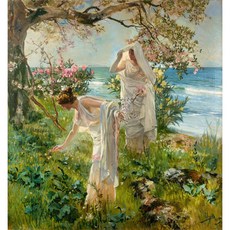 Greek girls on the shore 아트포스터 감성선물 소로야, 그림만(매트지), 42x44.99