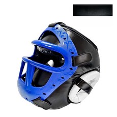 복서 페이스 마스크 헤드기어 격투기 훈련 풀커버 이종격투기 보호대, L급 면헬멧 블루, 1개