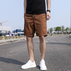 LARGE STORE 美式潮流工作短褲 彈性腰圍 3D版型 素面短褲 男生短褲