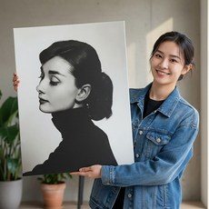 아트온 오드리햅번 CLOSE EYES 캔버스 액자, 캔버스액자