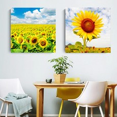 쏘울펫 해바라기액자 집들이 사무실 현관 거실 개업 유화 60x60, 옐로우
