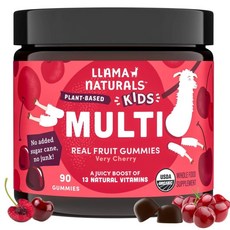 라마내추럴스 키즈 리얼 과일 멀티비타민 체리맛 구미 LLAMA NATURALS Kids Real Fruit Multivitamin, 1개, 90정