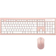 로이체 2.4GHz 저소음 무선 키보드 마우스 콤보 세트, 핑크, RX-3200, 일반형