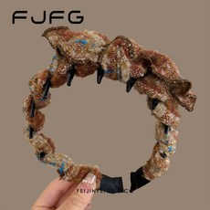 2025年新款 波西米亞 編織 髮箍, 1個, 【絨織鼕意】髮箍-榛果慄咖