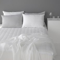 orca HOME 涼感墊 夏季涼被 床用固定帶式涼墊 + 枕頭套組, 象牙白 + 灰色