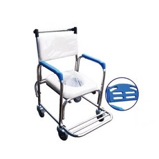 【海夫健康生活館】杏華 附輪固定式不鏽鋼便盆椅, 軟背