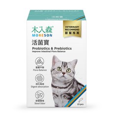 MORESON 木入森 貓咪活菌寶 益生菌與益生元 改善腸道菌叢平衡 15包, 1個, 益生菌, 15份