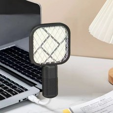 미니 휴대용 전기파리채 여행용 캠핑 USB충전 모기채, 화이트