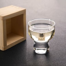 일본 사케술잔 동양 유리 이자카야 마쓰잔 혼술 편백 술잔 65ml + 나무 상자, 1개, 술잔 70ml