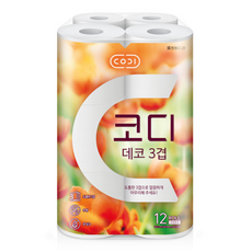 코디 3겹 데코 고급 롤화장지, 27m, 12개입, 1개