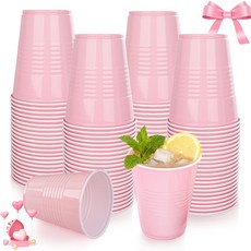 WELLIFE 12온스 일회용 플라스틱 컵 50팩 블랙 및 골드 고딕 테마 파티25개 PCS 블랙+25개, Pink, 50PCS, 355ml