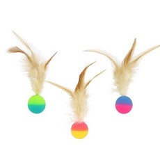 寵世界 羽毛彈力跳跳球 逗貓玩具, 雙色款 隨機顏色, 1個, 雙色款 隨機顏色