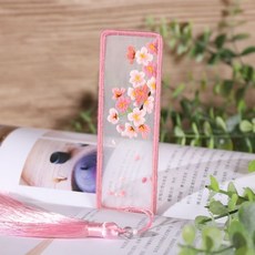 臺灣出貨 刺繡手工diy材料包自繡初學者材料包古風繡花團扇家居裝飾送禮物 WUTD, 書籤落櫻凌風(材料包輔助繡繃流蘇), 1個