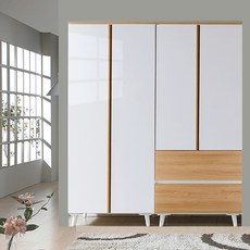 해해동동 하늘빛유1600옷장세트(투서랍옷장+긴문장)(99) 댐퍼경첩 옷장세트, 아카시아투톤