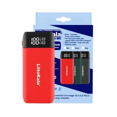 LiitoKala Lii-MP2 듀얼 베이 18650/21700 충전기 및 QC3.0 보조베터리(배터리 없음)입력/출력 디지털 디스, 03 Lii-MP2-Red