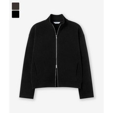 BRENSON 코듀로이 니트 크롭 하이넥 풀집업 2Color
