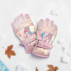 [마감특가] 산리오 아동 방한장갑 오로라 키즈 어린이 겨울 기모 스트랩 글로브 스키 터치 4종