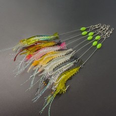 路亞餌夜光假蝦仿生誘餌仿真軟餌蝦翹嘴黑魚帶鉤絕殺魚餌, 1個, 隨機顏色7件