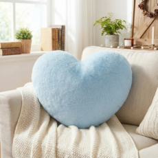 SUSIELADY 하트베개 하트쿠션 부드럽고 귀여운 토끼털라이크 하트쿠션, Light Blue