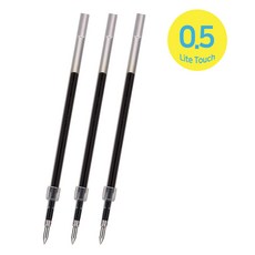 유니 제트스트림 라이트 터치 (단색) 리필심 0.5, 0.5 (SXR-L-5), 3개, 블랙