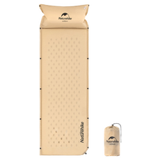 Naturehike 挪客 單人加厚自充帶枕氣墊 露營戶外可拼接防潮睡墊, 單人陶土黃(拼接雙人數量下2)
