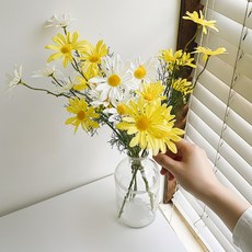 파릇한 데이지조화 생화같은조화 진짜같은 사무실 꽃송이 54cm, 화이트