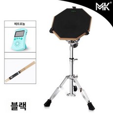드럼패드 입문용 페달 초보자 악기 연습기 교육 타악기, 1개, 블랙 드럼 + 스네어 스탠드 + 메트로놈 A