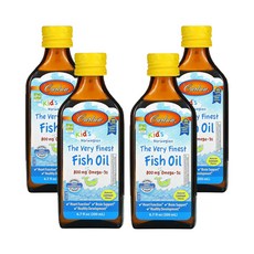 칼슨 어린이용 노르웨이산 피쉬 오일 천연 레몬 맛 800mg 200 ml(6.7fl oz), 200ml, 4개