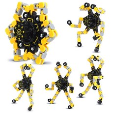 피젯 장난감 4개 대량 변형 가능한 피젯 스피너 어린이 및 성인용 스트레스 완화 감각 장난감 로봇 스피너 장난감 발렌타인 데이 선물 부활절 바구니 스터퍼 글로우 옐로, 옐로우