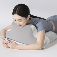 Jeernare 다기능 편안한 엎드려 자는 베개 다리베개 경추목베개 메모리폼 세탁가능 역류성식도염방지, 연그레이, 1개