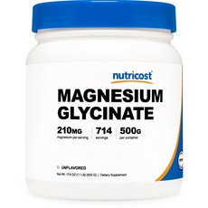 nutricost 甘氨酸鎂粉 無味 無麩質, 1個, 500克
