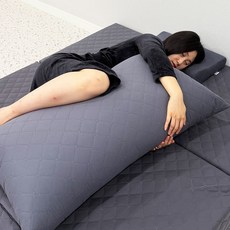 등편한 빵빵한 누빔솜 등받이 발 침대 대형 침대 쇼파 허리 쿠션 커버포함 100x60, 모던챠콜누비