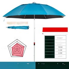 cha 미니파라솔 야외파라솔 큰우산 피크닉파라솔, 1개, 1L, 2.2m 스카이블루 블랙 도금 3단