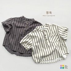 男童 韓版條紋短袖襯衫