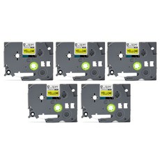 트렌드하우 브라더 호환 라벨테이프 QZE-631 12mm 노랑바탕/검정글씨 5개, QZE-631 노랑바탕/검정글씨 5개