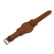 Onthelevel 가죽 커프 시계 스트랩 18mm 20mm 22mm 빈티지 천연 밴드 매트 포함 남성 여성용 22mm 블랙 화이트 라인 163758, 브라운