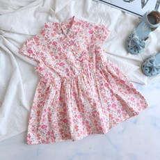 DAYI KIDS 寶寶方格小櫻桃假兩件式洋裝 女童短袖洋裝