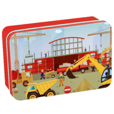 卡通拼圖 兒童益智玩具 趣味拼圖 鐵盒裝, 【60片】建築工地, 1個, 60片