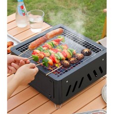 고기촉촉 미니화로 야외 바베큐 가정용 개인 1인 숯불 화롯대 그릴 2컬러, 블랙