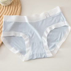 女生超薄棉襠內褲 日系少女三角褲 輕薄透氣中腰包臀, 藍色,M