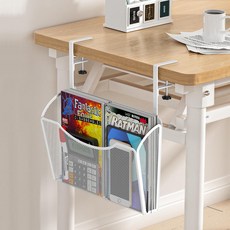 우리플랜 무타공 조절식 책 거치 수납 책상 선반, 화이트