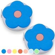 아뜰라임 귀여운 휴대용 미니 양면 줄자 플라워 블루, 2개, 1.5m