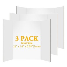 AKONEGE 3Pcs 소형 삼중 접이식 포스터 보드 21 x 14 인치 화이트 보드 골판지 프레젠테이션 과학 박람회 전시 학교 프로젝트 및 비즈니스를 위한, 3 Count, 21 X 14 inches