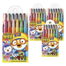 지구화학 뽀로로 미니 색연필 샤프식, 12색, 4개