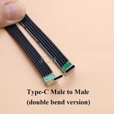 USB 3.1 Type-C 플랫 케이블 40K 60Hz 남성-남성/여성 데이터 L 자형 팔꿈치 직각 DIY 실리콘, 01 NO.2, 1개
