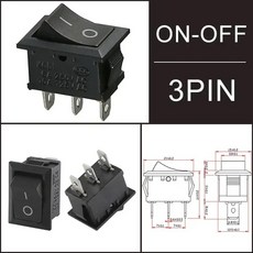 KCD1 스냅인 보트 로커 스위치 SPST ON - OFF 2/3/4 핀 250V 6A AC 125V 10A 2P 토글 전원 스냅 10 개 30/100, 30 PCS, Black 3Pin