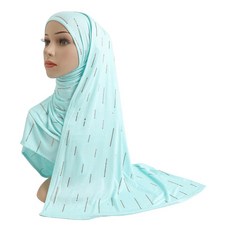 히잡 스카프 H205 모달 코튼 저지 라인 석이있는 롱 직사각형 Hijab 레이디스 헤드 목도리 여성용 보닛 모자