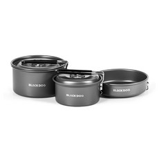 BLACKDOG 캠핑 코펠 3종 세트 CBD2550CF012, 1개, 블랙